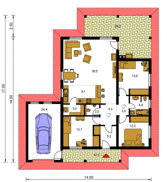 Plan de sol du rez-de-chaussée - BUNGALOW 157